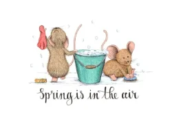 Anillustration Ansichtkaart Poetsmuisjes voorjaar