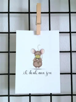 Anillustration Ansichtkaart Muis ik denk aan jou