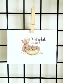 Anillustration Ansichtkaart Geboorte twee- of meerling in notendop