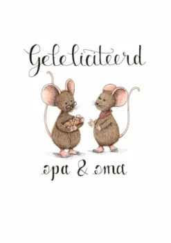 Anillustration Ansichtkaart Gefeliciteerd opa&oma