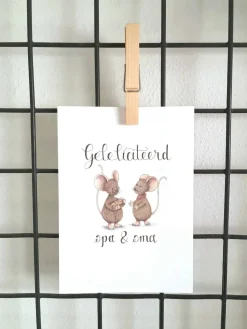 Anillustration Ansichtkaart Gefeliciteerd opa&oma