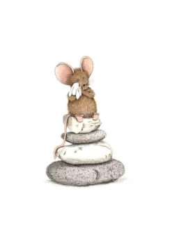 Anillustration Ansichtkaart Rouwkaart muis op stenen