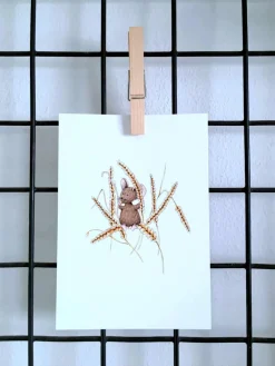 Anillustration Ansichtkaart Muis op tarwe