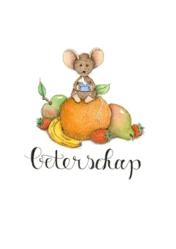 Anillustration Ansichtkaart Beterschap muis op fruit