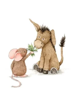 Anillustration Ansichtkaart Ezel & muis lelietje van dalen