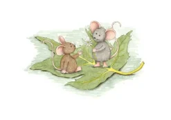 Anillustration Ansichtkaart Muisjes op een blad