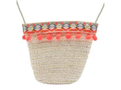 BB Klostermann Schoudertas met Oranje Pompons Wit