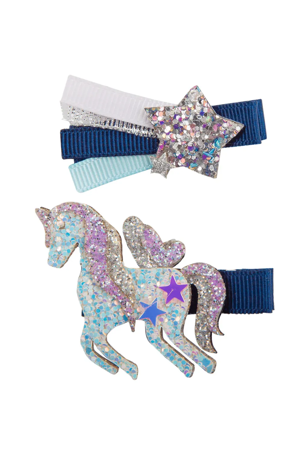 Great Pretenders Boutique Navy Unicorn Star Hairclip, 2 styles assorted