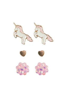 Great Pretenders Boutique Unicorn Studded Earrings, 3 Sets