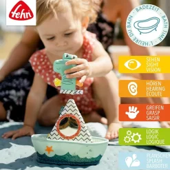 Fehn Badspeelgoed Bootje met Vingerpop Krokodil