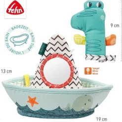 Fehn Badspeelgoed Bootje met Vingerpop Krokodil