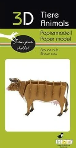 Fridolin 3D Papiermodel Bruine Koe