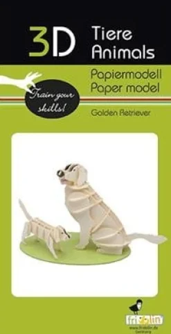 Fridolin 3D Papiermodel Hond Golden Retriever