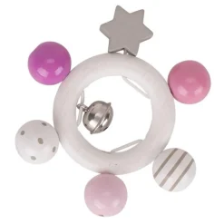 Houtendiershop Goki Grijpfiguur Rammelaar Roze Grijs Wit