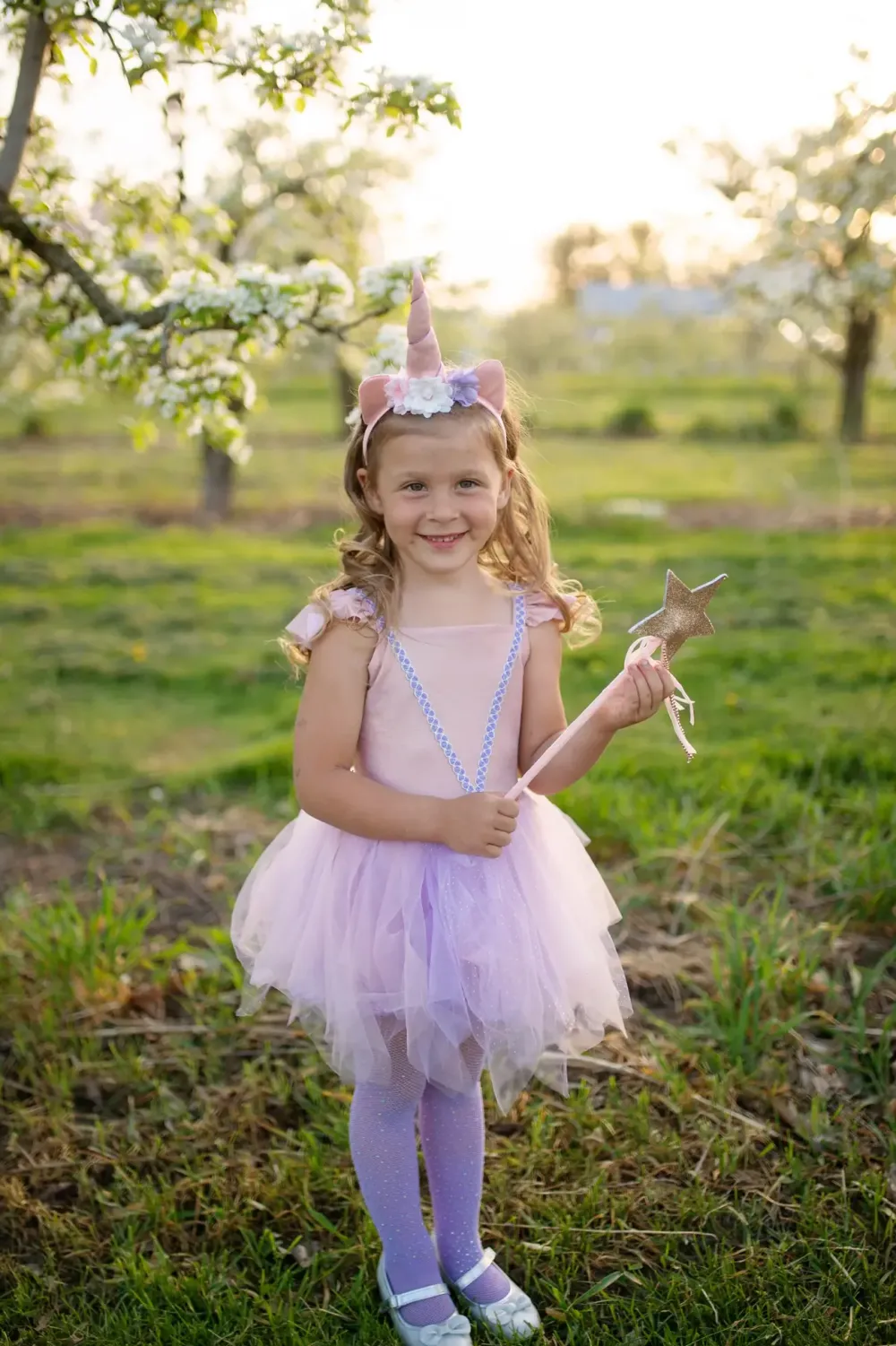 Great Pretenders Shimmer Unicorn Jurk & Diadeem Pink size 5-6