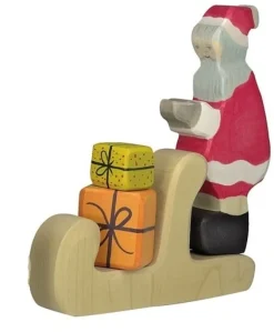 Holztiger Kerstman met Arreeslee en Cadeautjes