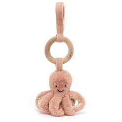 Jellycat Knuffel Rammelaar Inktvis Odell Octopus Wooden Ring Toy