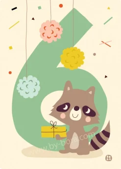 Bora Kaart met envelop 6 Raccoon