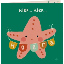 Bora Kaart met envelop Hiep hiep zeester