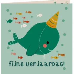 Bora Kaart met envelop Narwal feesthoed