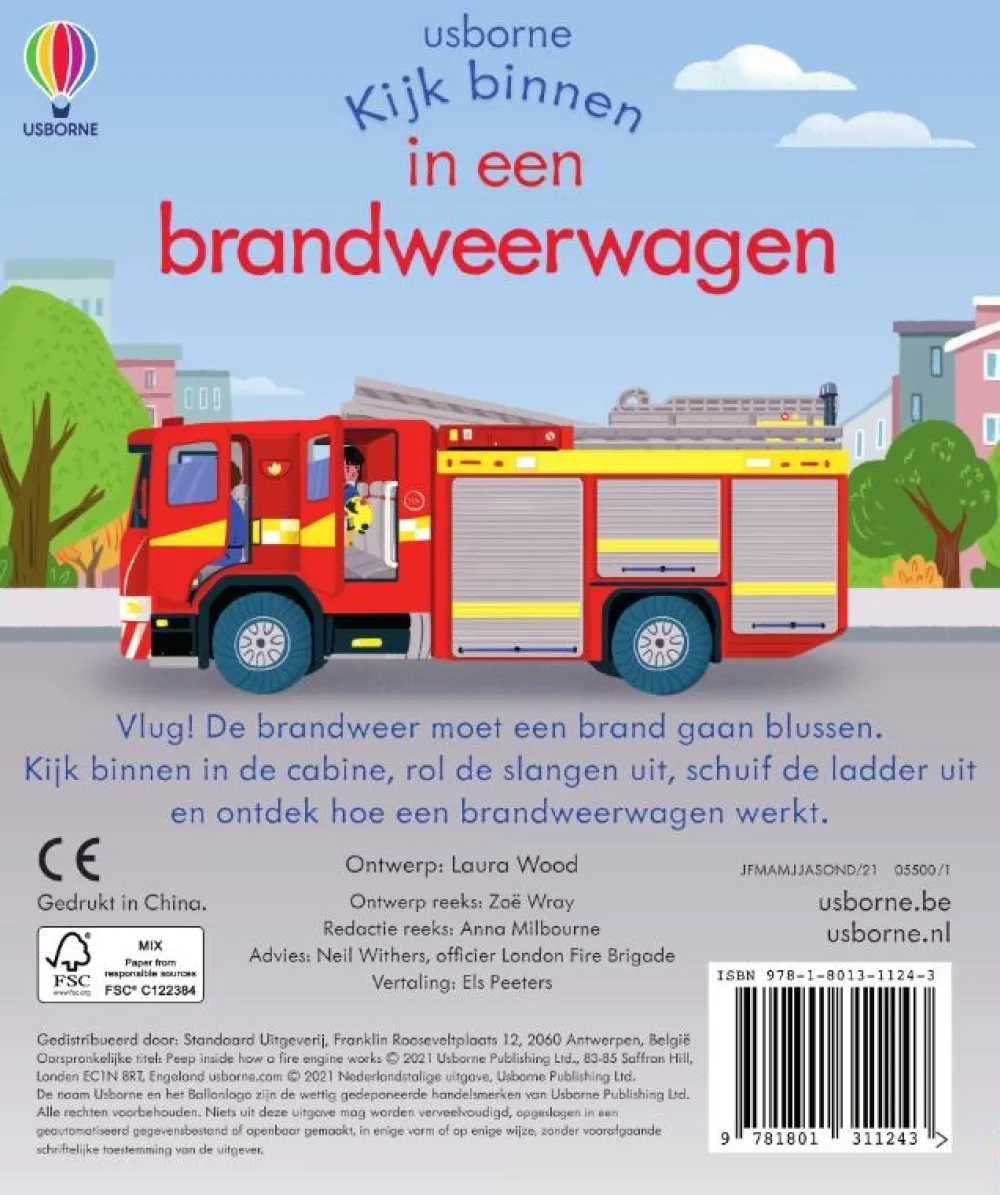 Uitgeverij Usborne Kijk binnen In een brandweerwagen