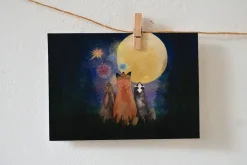 Lotte Drouen Ansichtkaart Kerstkaart Kijken naar Vuurwerk