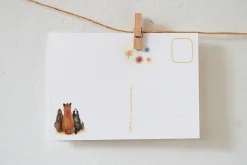 Lotte Drouen Ansichtkaart Kerstkaart Kijken naar Vuurwerk