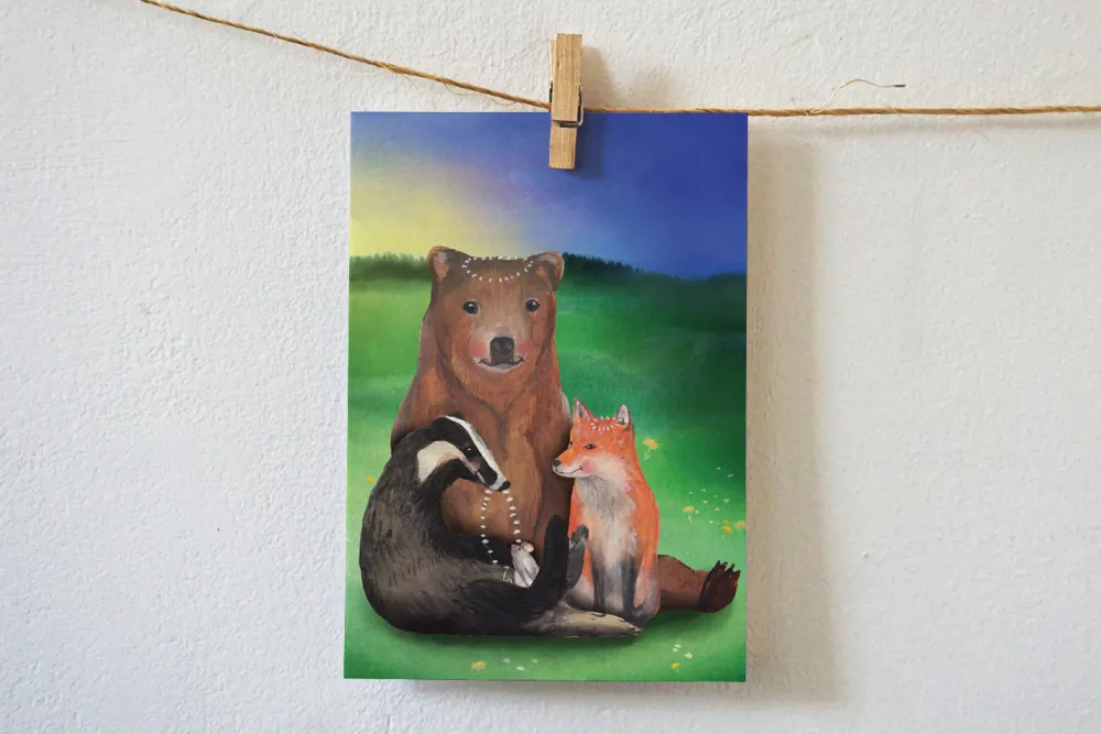 Lotte Drouen Ansichtkaart Bloemenketting Maken