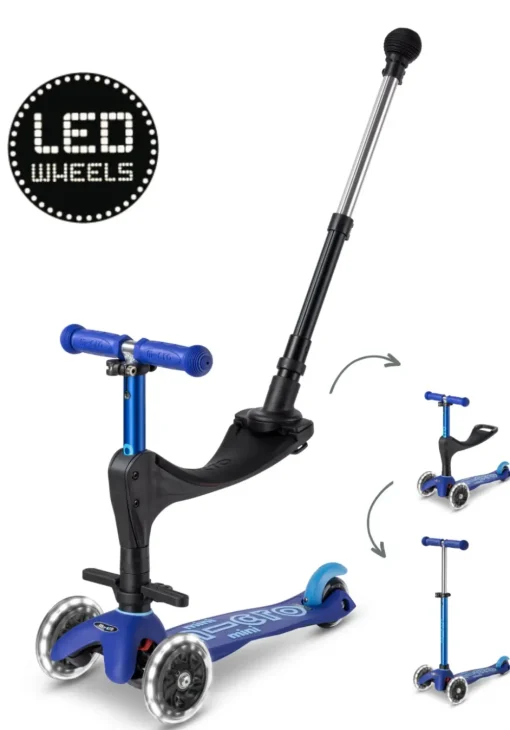 Micro Step Steppen^Micro Mini Deluxe 3in1 Push Blauw LED - Houten Dier ...