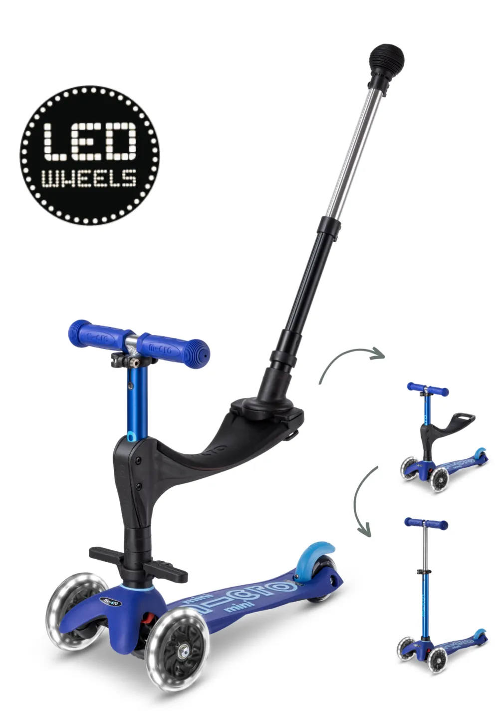 Micro Step Micro Mini Deluxe 3in1 Push Blauw LED