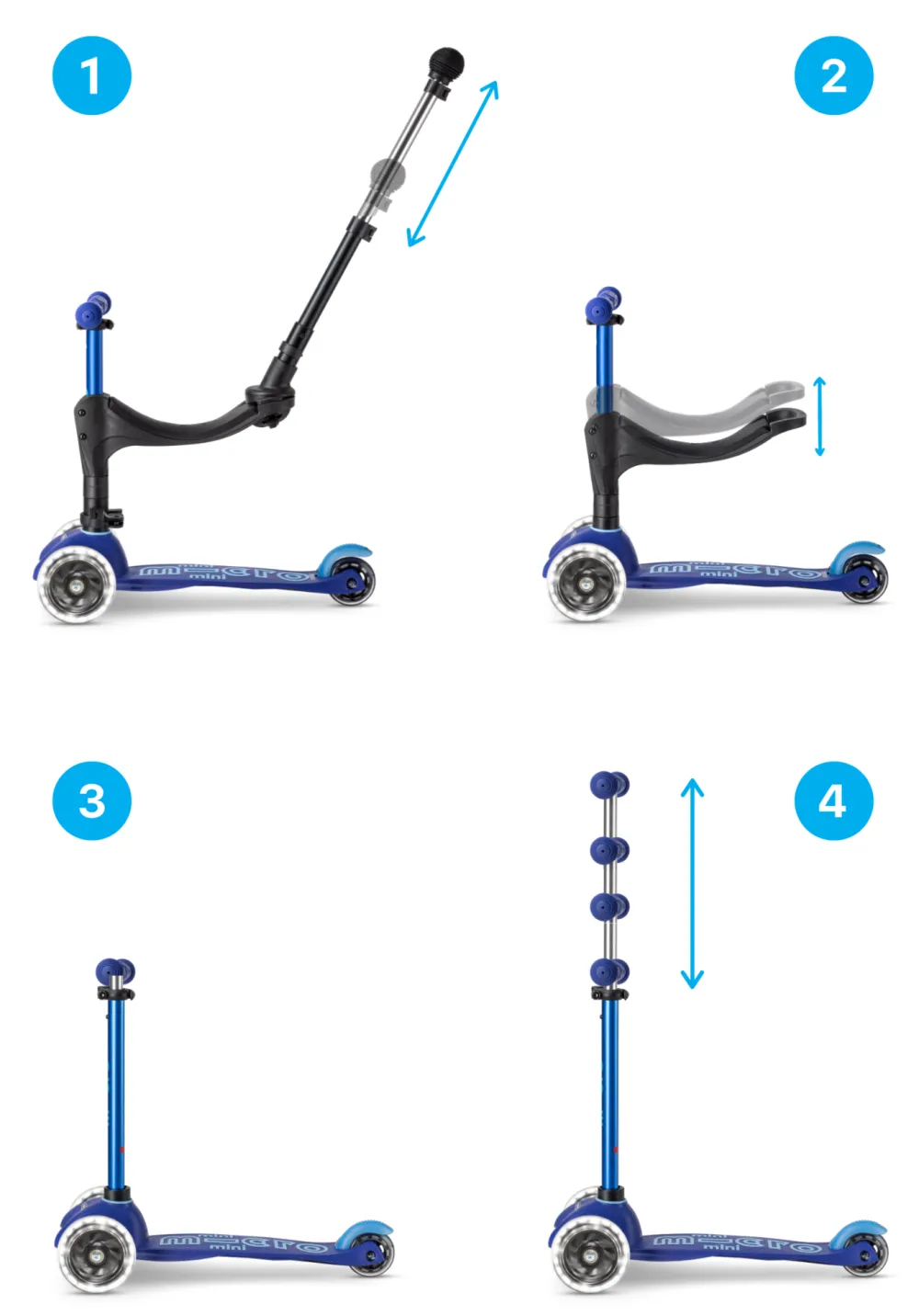 Micro Step Micro Mini Deluxe 3in1 Push Blauw LED