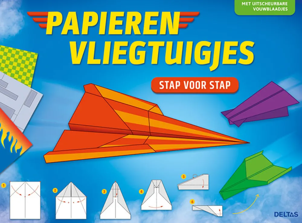 Houtendiershop Papieren vliegtuigjes - stap voor stap