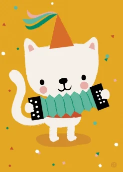Bora Postkaart Harmonica cat
