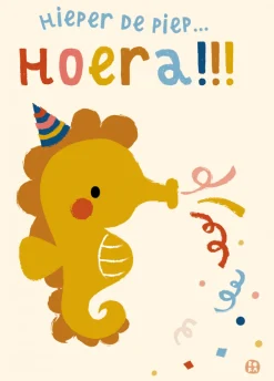 Bora Postkaart Hieper de piep hoera (zeepaardje)