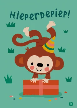 Bora Postkaart Jungle Hieperdepiep (aap)