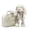Steiff Knuffel Konijn Hoppie in Koffertje lichtgrijs 26 cm