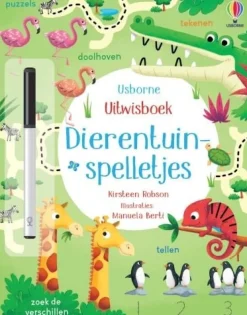 Uitgeverij Usborne Uitwisboek Dierentuinspelletjes