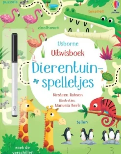 Uitgeverij Usborne Uitwisboek Dierentuinspelletjes