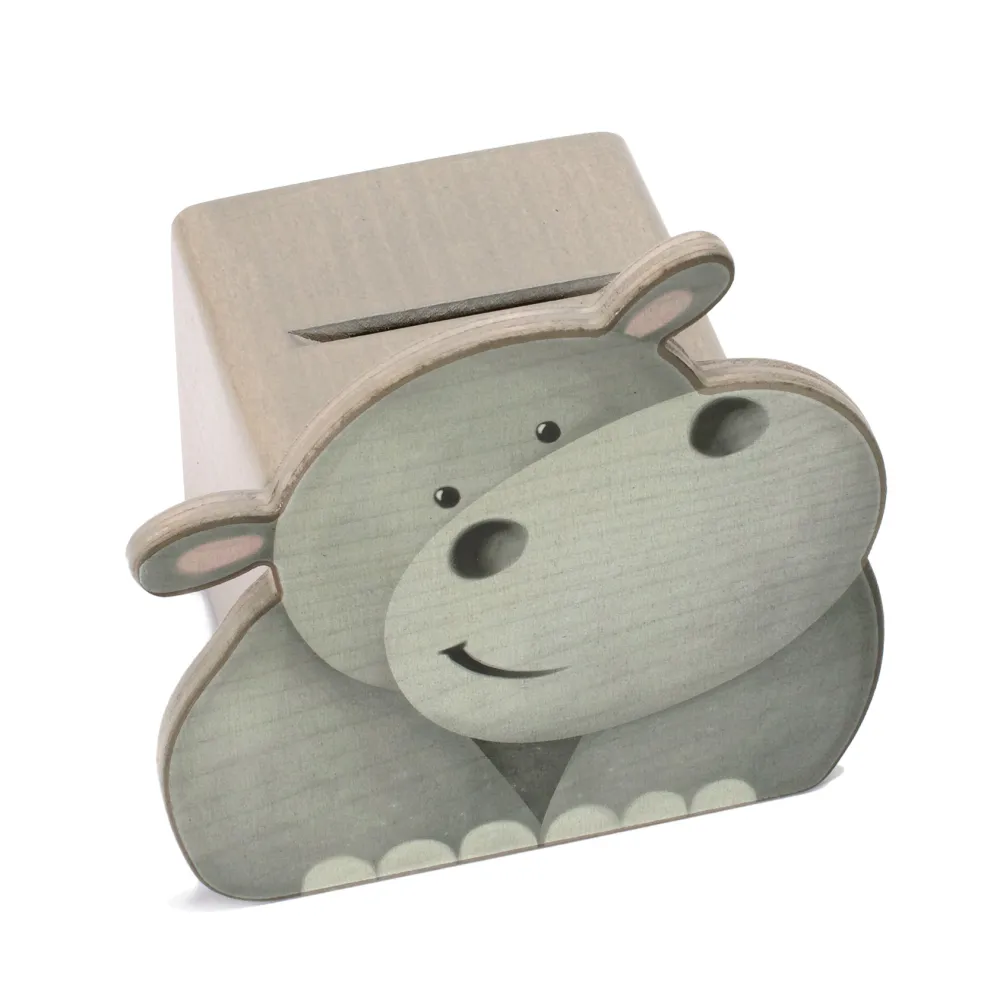 Weizenkorn Spaarpot Gezicht Nijlpaard Hout