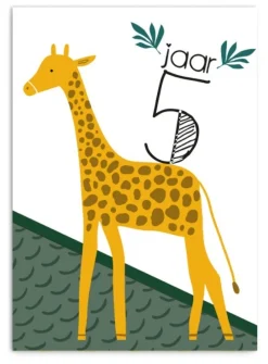 Pepermints Wenskaart 5 Jaar Giraf