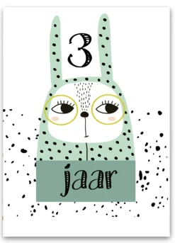 Pepermints Wenskaart 3 Jaar Kat