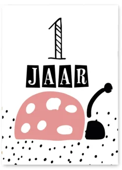 Pepermints Wenskaart 1 Jaar Lieveheersbeestje