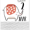 Pepermints Wenskaart 2 Jaar Olifant