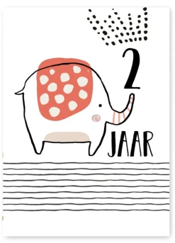 Pepermints Wenskaart 2 Jaar Olifant