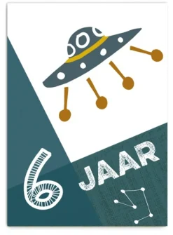 Pepermints Wenskaart 6 Jaar Ruimteschip