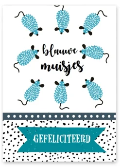 Pepermints Wenskaart Blauwe Muisjes Gefeliciteerd