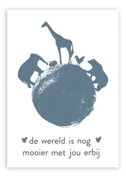 Pepermints Wenskaart de wereld is nog mooier met jou erbij (blauw)