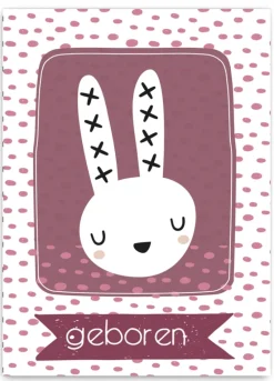 Pepermints Wenskaart geboren (konijntje roze)