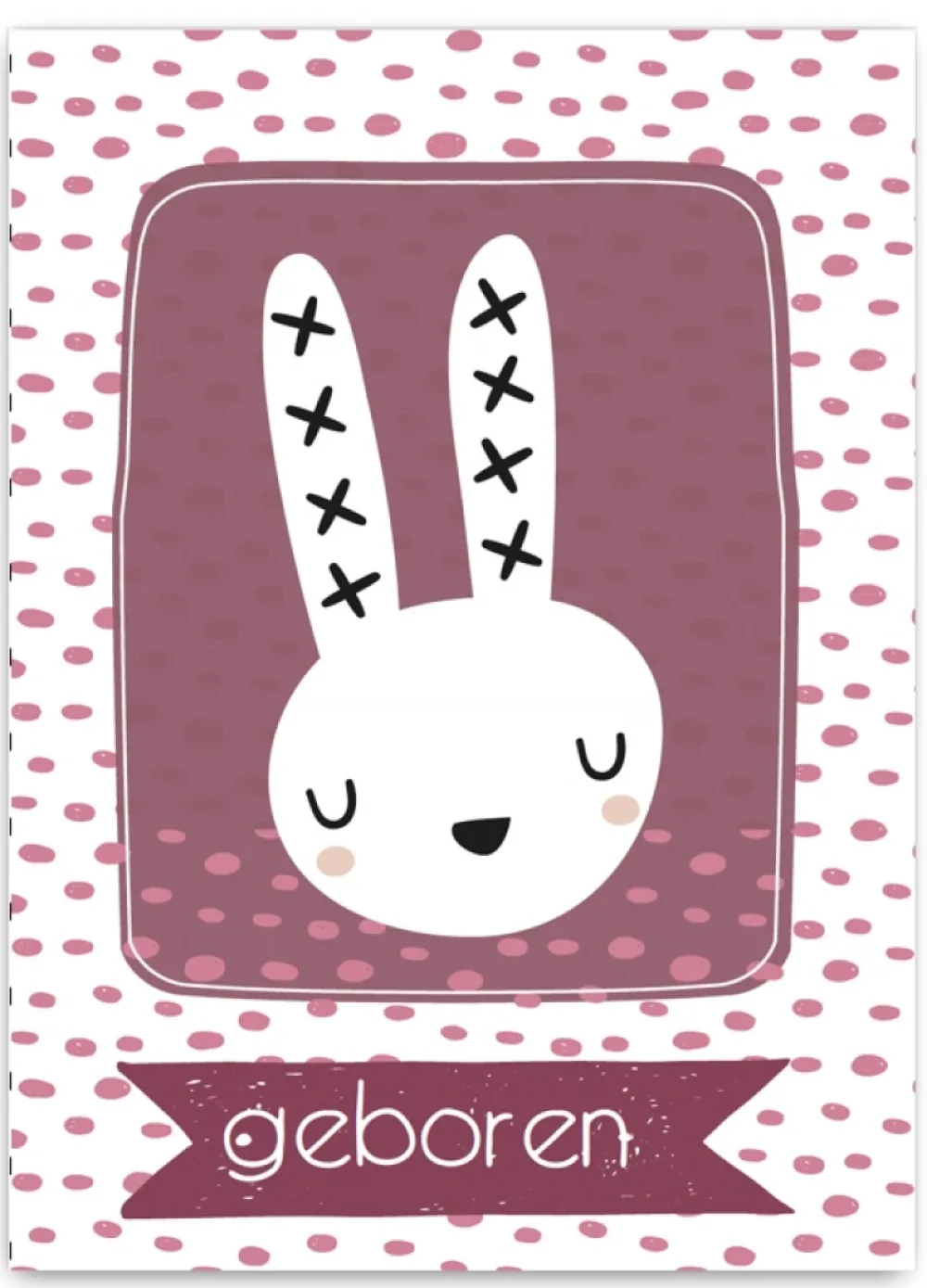 Pepermints Wenskaart geboren (konijntje roze)