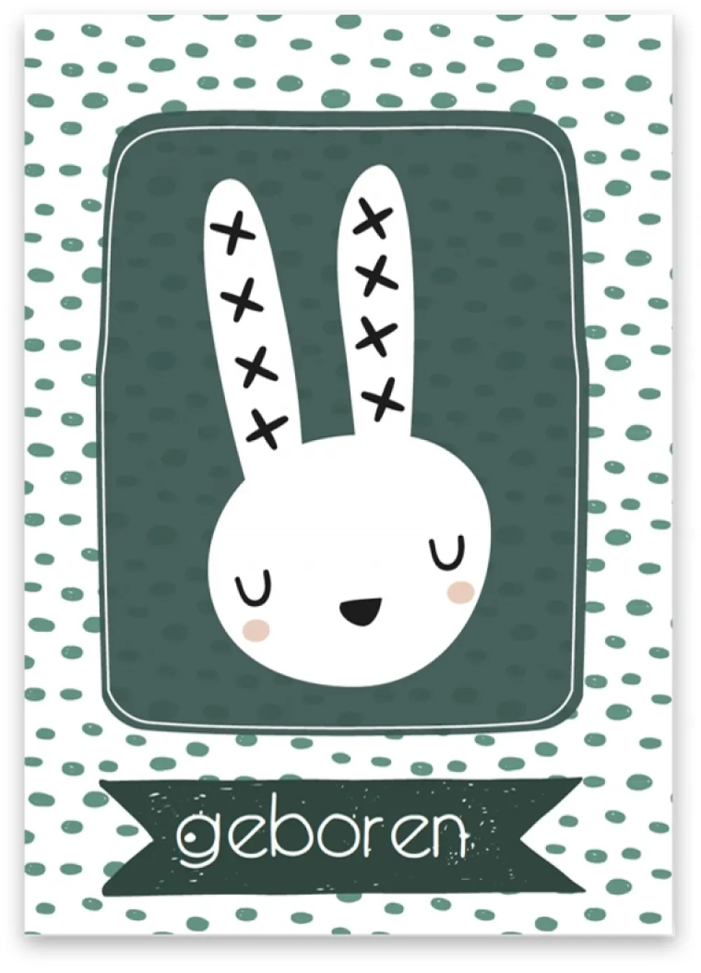 Pepermints Wenskaart geboren (konijntje groen)